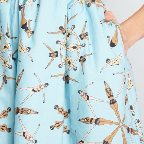 ModCloth x Dupenny Synchronized Swimmers Optimistic Effect A-line Retro Dress 1X - Picture 7 of 16